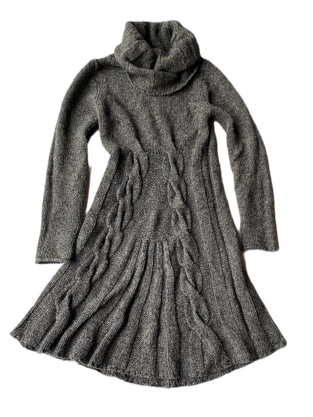 Max Studio Knit Sweater Dress US XS Wool Blend Long Sleeves Gray